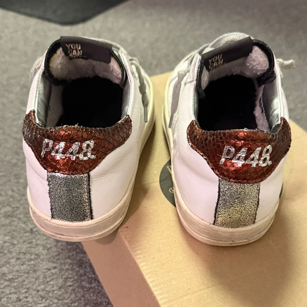P448 White and Silver Glitter Sneakers A7 John